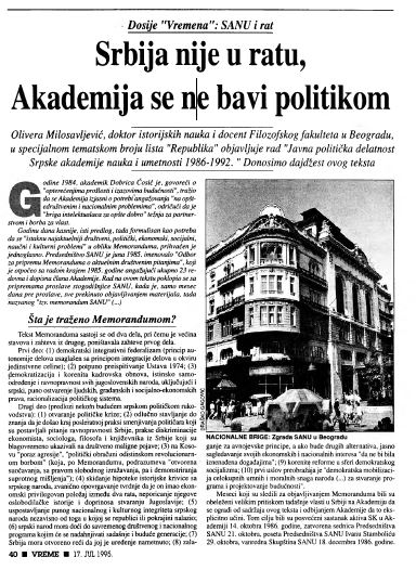 Srbija nije u ratu, Akademija se ne bavi politikom 3